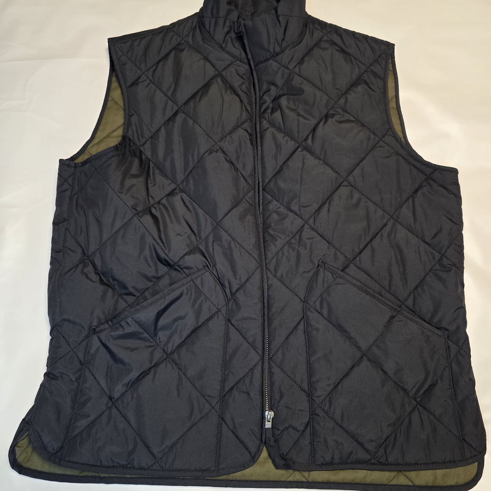 J Crew Outerwear Black 2 Pocket Mens Large Full Zip Diamond Quilted Puffer Vest